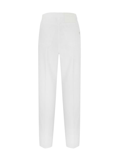 Pantalone Bessie loose in bull di cotone bianco DONDUP | DP784 BF0018 PTDW000